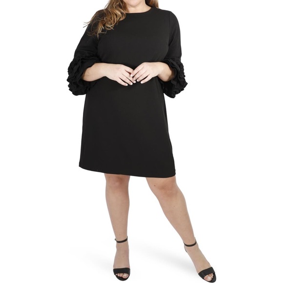 MAREE RUFFLED SLEEVE SHEATH DRESS - Picture 3 of 4